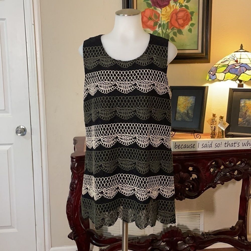 Alfani lace and embroidered top